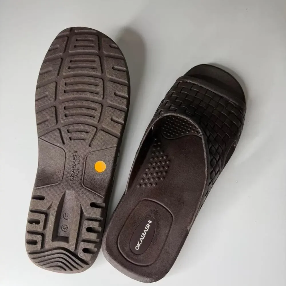Okabashi Brown Woven Comfort Slide Sandals Ortho Summer‎ Mens